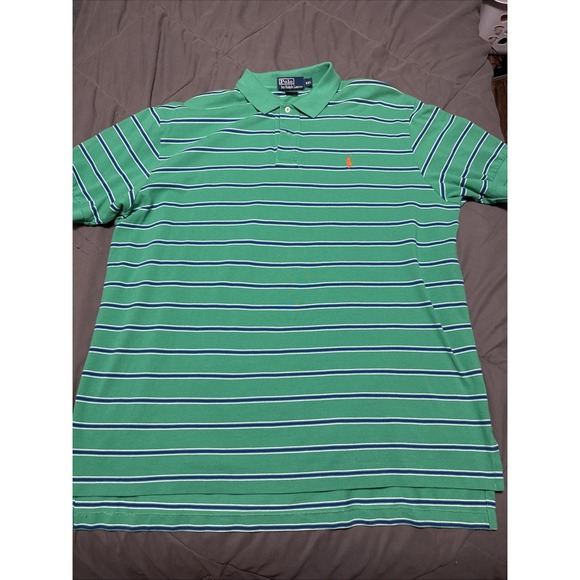 Polo Ralph Lauren Other - Polo Ralph‎ Lauren Men XX-Large Green Blue Striped Polo Shirt Fit Pony Logo